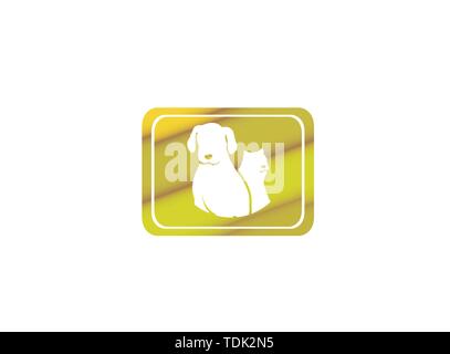 À côté d'un chien chat Pet friendly family logo design illustration dans une icône de forme Illustration de Vecteur