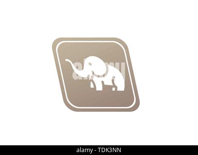 L'éléphant mignon avec flexible le long et des cornes en forme de conception de logo Illustration de Vecteur