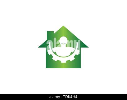 L'intérieur du corps d'un engrenage pignion et sourire pour la conception de logo en icône de chat illustration Illustration de Vecteur