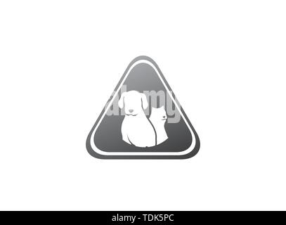 À côté d'un chien chat Pet friendly family logo design illustration dans une icône de forme Illustration de Vecteur