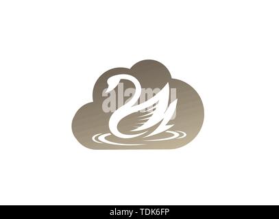 Piscine d'oie ou de canard pour logo design illustration dans une icône de forme de nuage Illustration de Vecteur