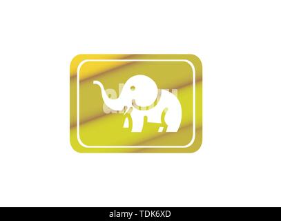 L'éléphant mignon avec flexible le long et des cornes en forme de conception de logo Illustration de Vecteur