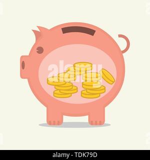 Économiser de l'argent à l'intérieur de tirelire vector illustration Illustration de Vecteur
