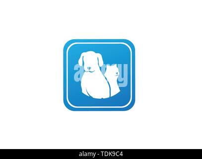À côté d'un chien chat Pet friendly family logo design illustration dans une icône de forme Illustration de Vecteur