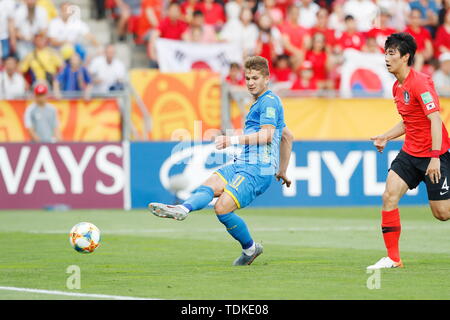 Lodz, Pologne. 15 Juin, 2019. Vladyslav Suproaha (UKR) : Football/soccer Coupe du Monde U-20 DE LA FIFA, Allemagne 2019 dernier match entre l'Ukraine 3-1 Corée Rep au stade de Lodz Lodz, Pologne . Credit : Mutsu KAWAMORI/AFLO/Alamy Live News Banque D'Images