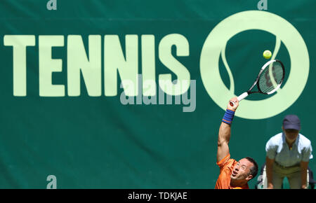 Halle, Allemagne. 17 Juin, 2019. Tennis : ATP-Tour des célibataires, des hommes, 1er tour, Johnson (USA) - Commentaires en (Allemagne). De Commentaires en ouvre la porte. Credit : Friso Gentsch/dpa/Alamy Live News Banque D'Images