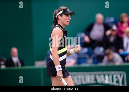 BIRMINGHAM, ANGLETERRE 17 juin Johanna Konta (GBR) dans la série de 32 match contre Anet Kontaveit (Estonie) au cours de la Nature Valley Classic Tennis Tournament à Edgbaston Priory Club, Birmingham le lundi 17 juin 2019. (Crédit : Andy Whitehead | MI News) Credit : MI News & Sport /Alamy Live News Banque D'Images