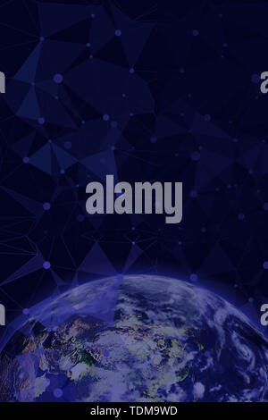 Earth 3D space star cosmique et forme de l'orbite abstract background, ce qui signifie l'échange de données et réseau mondial des concepts et des idées Banque D'Images