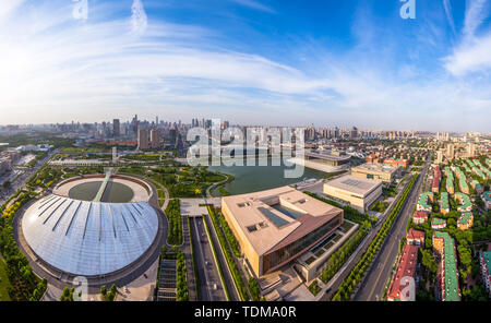 Vue panoramique skyline et bâtiments modernes de Tianjin Banque D'Images