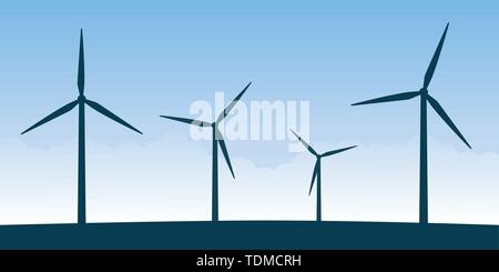 Moulins à vent silhouette concept d'énergie d'alimentation EPS10 vector illustration Illustration de Vecteur