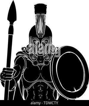 Trojan Spartan Femme guerrière Gladiator Femme Illustration de Vecteur