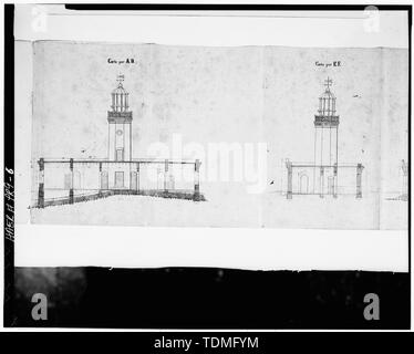 Photocopie de dimensions mesurées, vers 1891 ; SECTION TRANSVERSALE ET LATÉRALE - Faro de Punta Tuna, Punta Thon, Emajagua Yabucoa, Municipio, communication ; département du Commerce des États-Unis, U.S. Coast Guard ; Commission phare central ; Barbier, Bernard et Cie ; Murphy, Kevin, émetteur ; Morales, Luis, photographe ; Nistal-Moret, Benjamin, historien Banque D'Images