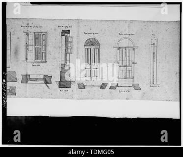 Photocopie de dimensions mesurées, vers 1892 ; WOOD DÉTAILS DE PORTE PRINCIPALE, les fenêtres et portes d'INTÉRIEUR - Faro de Punta Tuna, Punta Thon, Emajagua Yabucoa, Municipio, communication ; département du Commerce des États-Unis, U.S. Coast Guard ; Commission phare central ; Barbier, Bernard et Cie ; Murphy, Kevin, émetteur ; Morales, Luis, photographe ; Nistal-Moret, Benjamin, historien Banque D'Images