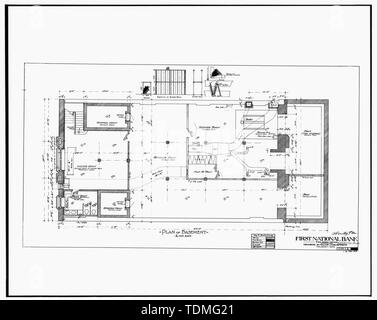 Photocopie de l'ORIGINAL DU DESSIN DE PLAN SOUS-SOL - First National Bank, 312, rue du Sommet, Toledo, Comté de Lucas, OH Banque D'Images