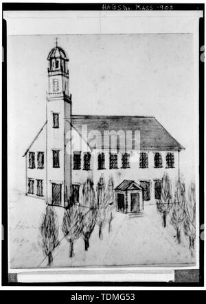 Photocopie D'UN DESSIN DE NORTH SACRISTIE, c, 1820 - Premier Congregational Church (Nord sacristie), Beacon Hill, la rue Centre, Nantucket, comté de Nantucket, MA ; White, Timothy Banque D'Images