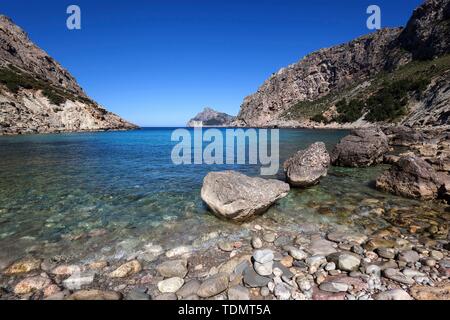 Plage et baie de Cala Boquer, près de Pollensa, Majorque, Iles Baléares, Espagne Banque D'Images