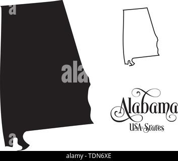 Carte des États-Unis d'Amérique (USA) État de l'Alabama - Illustration sur fond blanc. Illustration de Vecteur