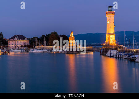 Port, Le Lac de Constance, Lindau, Bavière, Allemagne Banque D'Images