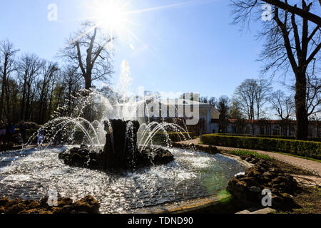 Snop fontaine située près de palais de Monplaisir dans le jardin inférieur de Peterhof Banque D'Images