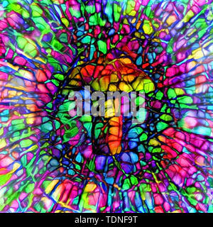 Champignons colorés. La peinture abstraite dans l'éclat des couleurs Banque D'Images