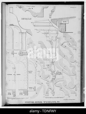 Photocopie des dessins (mesurée à partir de plans de bâtiments publics . . . Custom House, un bureau de poste et de la Cour supérieure (Wheeling, Virginie), 1855.) A. B. Young, architecte 1855 élévations et sections DES DÉTAILS DE PORTES, FENÊTRES ET DE MOULURES ('Dessin N°6') - U.S. Custom House, marché et 16e rues, Wheeling, WV, comté de l'Ohio ; Young, UN B Banque D'Images