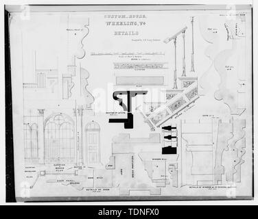 Photocopie des dessins (mesurée à partir de plans de bâtiments publics . . . Custom House, un bureau de poste et de la Cour supérieure (Wheeling, Virginie), 1855.) A. B. Young, architecte 1855 élévations et sections des détails des étapes, portes et fenêtres - U.S. Custom House, marché et 16e rues, Wheeling, WV, comté de l'Ohio ; Young, UN B Banque D'Images