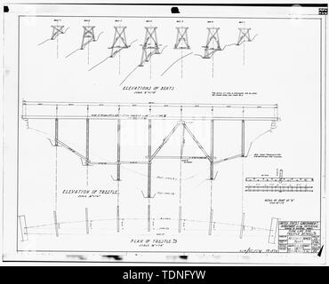 Photocopie d'microfiched plan de construction par Galloway et Markwart Ingénieurs, San Francisco, Californie, en date du 6 juillet 1917. (Microfiched dimensions situé au centre de Service, Denver -104-60154 - 17 de 18) de canalisation des flux d'informations sur chevalets - Usine d'énergie hydroélectrique, les autoroutes 120 et 140, Yosemite Village, comté de Mariposa, CA Banque D'Images