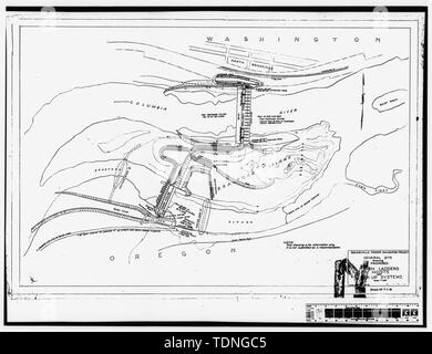 Photocopie de la construction originale dessin, datée du 28 juin 1933. (Original en la possession de U.S. Army Corps of Engineers, district de Portland, Portland, OR.) (T-1-18) Les échelles à poissons des palans et des systèmes de prise en charge. - Projet BONNEVILLE Bonneville, barrage, Columbia, Bonneville, comté de Multnomah, ou Banque D'Images