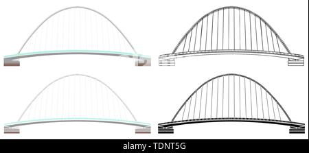 Gateshead Millenium Bridge et contours colorés seulement Illustration de Vecteur