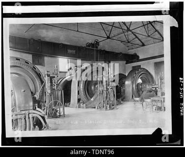 Photo de photocopier 588 - OLM, Olmstead -1 Dossier, Département d'ingénierie, de l'Utah Power and Light Co., Salt Lake City, Utah. Intérieur de la station, le 5 décembre 1908. Telluride - Power Company, Olmsted, bouche de Provo River Canyon à l'ouest de la Route 189, Orem, Utah Comté, UT ; Utah Power and Light Company ; Nunn, L L ; N ; P Nunn, Corona, Julie, émetteur Banque D'Images