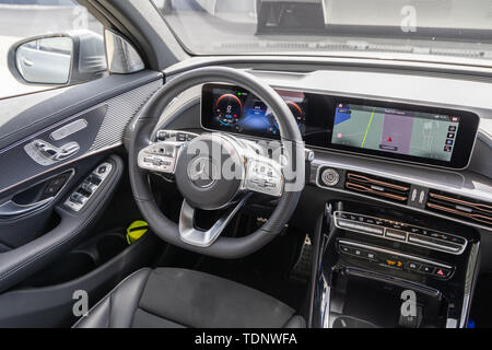 OSLO, Norvège, mai 2019 : Mercedes-Benz EV EQC Intérieur le 13 mai 2019 en Norvège. Banque D'Images
