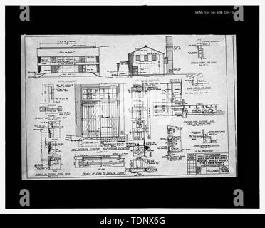 Photocopie de dessin (Ministère de la guerre à l'origine Fort McCoy, Wisconsin). Des façades et des détails, PLAN NUMÉRO 700-1518 - Fort McCoy, Bâtiment n° T-10111, au sud-est de la Chaufferie auxiliaire, bloc 10, Sparta, comté de Monroe, WI Banque D'Images