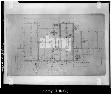 Photocopie de dessin architectural du (d'origine dans les Documents Collection, College of Environmental Design, Université de Californie, Berkeley, CA) Le 27 décembre 1921, Julia Morgan, architecte PLAN DE FONDATION - John G. Kennedy House, 423, rue Chaucer, Palo Alto, comté de Santa Clara, CA Banque D'Images