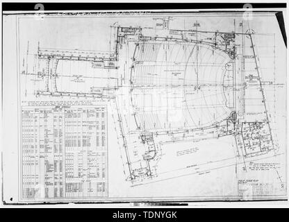 Photocopie de dessin architectural du (d'origine dans les fichiers de Milton T. Pflueger, AIA) PREMIER ÉTAGE PLAN - Paramount Theatre, 2025 Broadway, Oakland, Alameda County, CA Banque D'Images