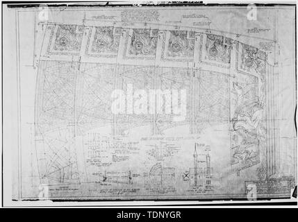 Photocopie de dessin architectural du (d'origine dans les fichiers de Milton T. Pflueger, AIA) AUDITORIUM PLAN DU PLAFOND - Paramount Theatre, 2025 Broadway, Oakland, Alameda County, CA Banque D'Images