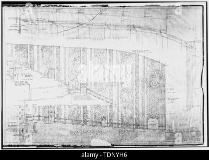 Photocopie de dessin architectural du (d'origine dans les fichiers de Milton T. Pflueger, AIA) ÉLÉVATION DE LA PAROI LATÉRALE DE L'AUDITORIUM développés - Paramount Theatre, 2025 Broadway, Oakland, Alameda County, CA Banque D'Images