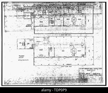 Photocopie de dessin (c'est toujours une 8 x 10 copie d'un négatif 8 x 10 ; CA. 1917 Le dessin architectural original situé au bâtiment n° 458, NAS Pensacola, Floride) QUARTS D - U.S. Naval Air Station, les quartiers des officiers supérieurs, Q-5 North Avenue, Pensacola, FL, Escambia Comté Banque D'Images