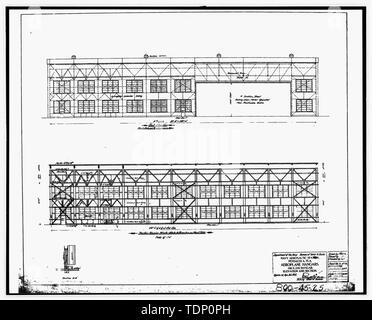 Photocopie de dessin (c'est toujours une copie de 10 x 8 à 8 x 10 ; microfilm négatif de 1917 le dessin architectural situé à NARA) HANGARS AVION, 100 X 216 et d'altitude, hangar, feuille 8 DE LA SECTION 18 - U.S. Naval Air Station, Hangar d'hydravions, 521, avenue du Sud, Pensacola Escambia Comté, FL Banque D'Images