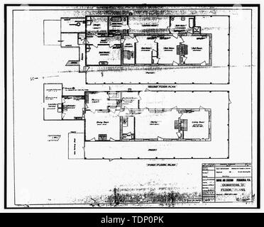 Photocopie de dessin (c'est toujours une copie de 10 x 8 à 8 x 10 ; microfilm négatif de 1935 le dessin architectural situé à NARA) QUARTS D PLANS D'ÉTAGE, feuillet 1 de 1 - U.S. Naval Air Station, les quartiers des officiers supérieurs, Q-5 North Avenue, Pensacola, FL, Escambia Comté Banque D'Images