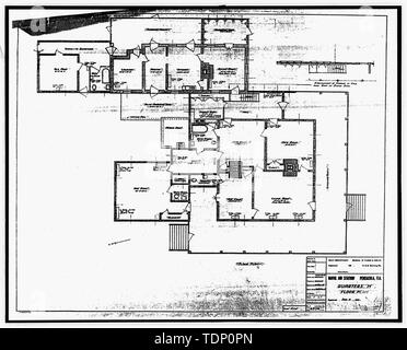 Photocopie de dessin (c'est toujours une copie de 10 x 8 à 8 x 10 ; microfilm négatif de 1935 le dessin architectural situé à NARA) QUARTS M PLAN D'ÉTAGE, feuille 1 de 1 - U.S. Naval Air Station, Captain's Quarters, Q-8 North Avenue, Pensacola, FL, Escambia Comté Banque D'Images