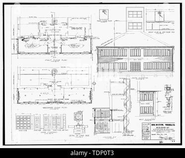 Photocopie de dessin (c'est toujours une 8et 10x-148 ; ET-148 ; copie d'une de 8 et 10x-148 ; ET-148 ; négatif ; 1940 dessin architectural original situé au bâtiment n° 458, NAS Pensacola, Floride) Bâtiment n° 27, des modifications et des ajouts, des plans, élévations et détails de la feuille 1, sections 3 - U.S. Naval Air Station, charbon, 499 South Avenue, Pensacola, FL, Escambia Comté Banque D'Images