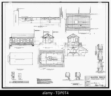 Photocopie de dessin (c'est toujours une 8et 10x-148 ; ET-148 ; copie d'une de 8 et 10x-148 ; ET-148 ; négatif ; 1942 dessin architectural original situé au bâtiment n° 458, NAS Pensacola, Floride) tour d'observation sur le bâtiment n° 27, page 1 de 3 - U.S. Naval Air Station, charbon, 499 South Avenue, Pensacola, FL, Escambia Comté Banque D'Images