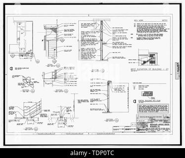 Photocopie de dessin (c'est toujours une 8et 10x-148 ; ET-148 ; copie d'une de 8 et 10x-148 ; ET-148 ; négatif ; 1997 original le dessin architectural situé au bâtiment n° 458, NAS Pensacola, Floride) rénové l'espace de bureau, bâtiment n° 27, nouveau deuxième étage plan, coupes, détails, feuille 3 de 9 - U.S. Naval Air Station, charbon, 499 South Avenue, Pensacola, FL, Escambia Comté Banque D'Images