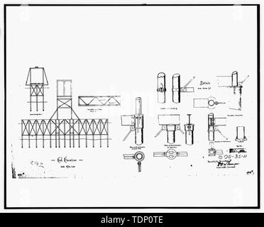 Photocopie de dessin (c'est toujours une 8et 10x-148 ; ET-148 ; copie d'une de 8 et 10x-148 ; ET-148 ; 1898 ; microfilm négatif le dessin architectural situé à NARA) Fin de l'élévation et détails de réapprovisionnement pour wharf - U.S. Naval Air Station, charbon, 499 South Avenue, Pensacola, FL, Escambia Comté Banque D'Images
