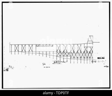 Photocopie de dessin (c'est toujours une 8et 10x-148 ; ET-148 ; copie d'une de 8 et 10x-148 ; ET-148 ; 1898 ; microfilm négatif le dessin architectural situé à NARA) Élévation latérale de réapprovisionnement pour wharf - U.S. Naval Air Station, charbon, 499 South Avenue, Pensacola, FL, Escambia Comté Banque D'Images