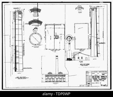 Photocopie de dessin (cette photo est et 8' x10' copie d'un 8' x 10' ; mircofilm négatif de 1936 le dessin architectural original situé à situé à NARA) Réparation de cheminées, centrale électrique centrale et l'hôpital de la marine. - U.S. Naval Air Station, Centrale électrique, 328, avenue du Sud, Pensacola Escambia Comté, FL Banque D'Images