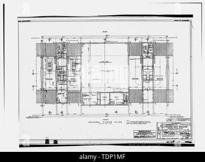 Photocopie de dessin technique, Mai, 1941 (dessin original situé à Fairchild Air Force Base, le génie civil du bâtiment, du Génie Civil vault). Cellule de contrôle moteur. Deuxième étage PLAN, PARTIE CENTRALE ET LES CELLULES DE TEST 1-4. - Fairchild Air Force Base, la cellule de contrôle moteur, près de intersection de Arnold Street et George Street, Spokane, Comté de Spokane, WA Banque D'Images