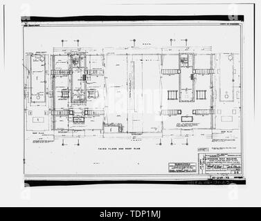 Photocopie de dessin technique, Mai, 1941 (dessin original situé à Fairchild Air Force Base, le génie civil du bâtiment, du Génie Civil vault). Cellule de contrôle moteur. Troisième étage ET TOIT PLAN, PARTIE CENTRALE ET LES CELLULES DE TEST 1-4. - Fairchild Air Force Base, la cellule de contrôle moteur, près de intersection de Arnold Street et George Street, Spokane, Comté de Spokane, WA Banque D'Images