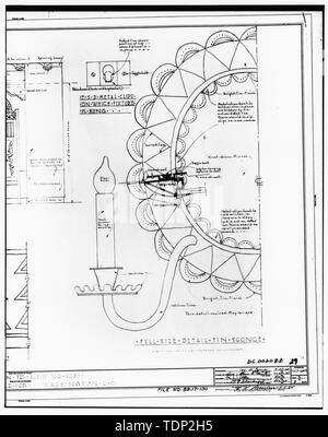 Photocopie de dessin (mesurée à partir de l'enregistrement National Center, Suitland, Maryland, R.G. 121-76-301, Boîte 83, n° 29 0020 DC ZZ) 'F. N., 28 septembre 1938 Des délinéateur intérieur, PREMIER ÉTAGE, couloir principal, INDIAN ARTS AND CRAFTS SHOP, PRIX 1023, détail D'ÉTAIN LIGHT BOUGEOIR - Département de l'intérieur, dix-huitième et rues C Northwest, Washington, District of Columbia, DC Banque D'Images