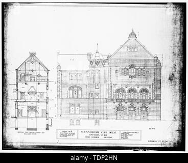 Photocopie de dessin (mesurée à partir d'une copie de l'original ; copier dans l'accompagnement sur le terrain, l'emplacement de l'original inconnu) Adolf Scherrer, architecte ca. 1906 'L'ILLINOIS ST. ELEVATION' - Maennerchor Building, 102 West Michigan Street, Indianapolis, comté de Marion, dans Banque D'Images